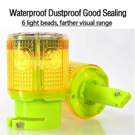 LEDHOLYT Solar Strobe Warning Light,Super Bright Solar Powered Emergency Strobe Warning Light Flashing Barricade Safety Road Construction Traffic Flicker Beacon Lamp IP48 Waterproof (Yellow)
