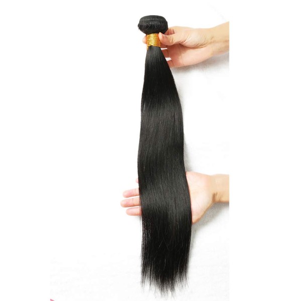 Brazilian Straight Hair Bundles Brazilian Remy Human Hair Single Bundle Natural Black Color Can Buy 3/4 Bundles For Wig(16 INCH, Single Bundle)