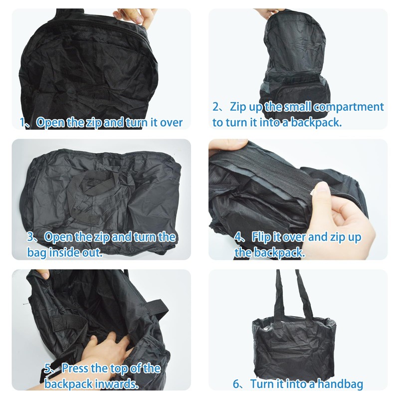 RANYAKE Ultra Lightweight Foldable Backpack,Water Resistant Hiking Backpack,Polyester Backpack,Black Lightweight