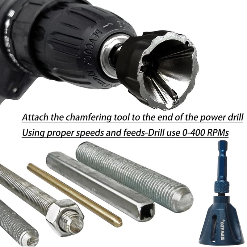 KEWAYO All Thread Deburring Tool, with Tungsten Carbide Blade, Deburring