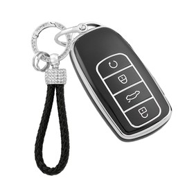 ontto TPU Car key fob cover keyring Fit for Chery Tiggo 8 Plus 8 Pro Tiggo7 Pro Arrizo 5 Plus Omoda 5 C5 2021-2024 Smart key case Holder shell bag keychain Auto Accessories 4 buttons Silver Black B