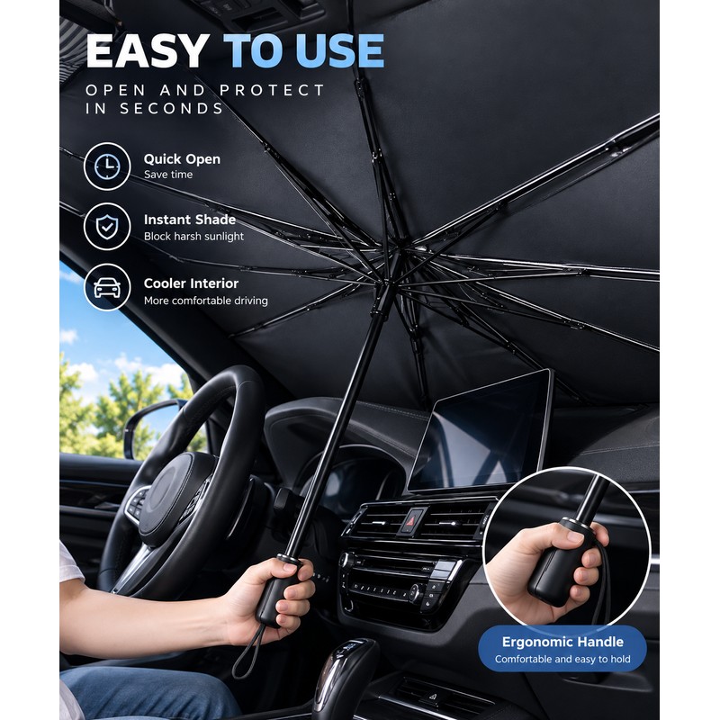 Premium Car Windshield Sun Shade Umbrella for Parked Cars –