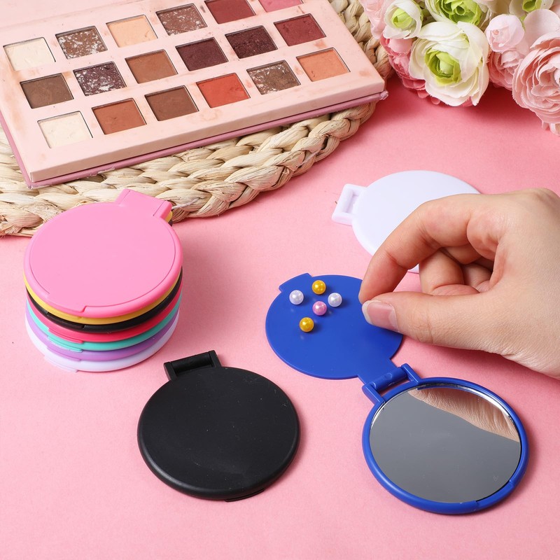 80pcs Mini Round Folding Mirror Portable Pocket Mirrors Compact Mirrors