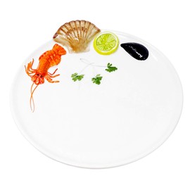 Lashuma Handmade Italian Ceramic Seafood Design Round Fish Plate 25cm