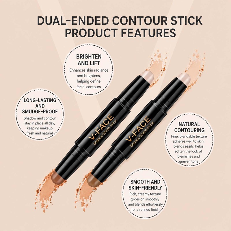2-in-1 Sculpting Contour & Highlighter Stick, Blendable Creamy