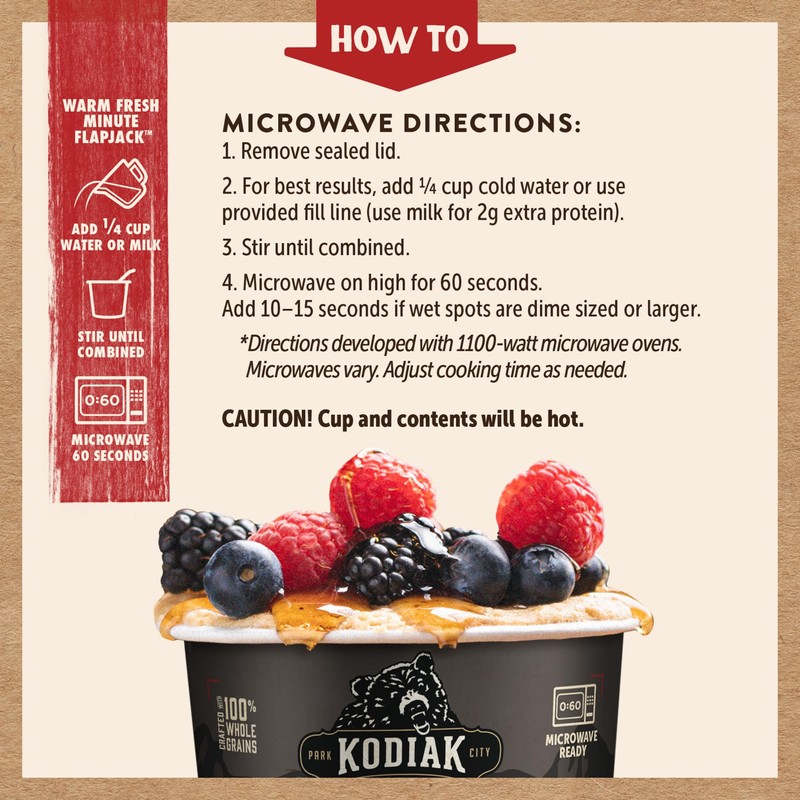 Kodiak Cakes Instant Pancake & Flapjack Cups, Buttermilk & Maple,