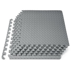 ProSource Tapete de ejercicio estilo Rompecabezas con fichas enlazables de espuma EVA de alta calidad, cubre 7.3 m², gris