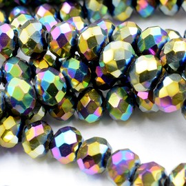 Niziky 620PCS Briolette Crystal Glass Beads for Jewelry Making, 4mm Rainbow AB Faceted Briolette Rondelle Glass Beads with Hole, Glass Crystal Spacer Beads for DIY Crafts Projects
