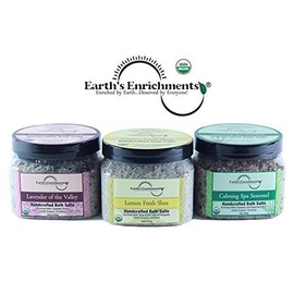 Bath Salts, Organic and Vegan, French Sea Salt, Enriched with Seaweed, Peppermint and Rosemary Oil, Detoxifies and Soothes Sore Muscles and Inflammation, Perfect Gift, 16 oz