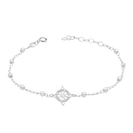 JOYARIS Pulsera Ajustable Nudo Bruja Bolitas Diamantadas Plata 925