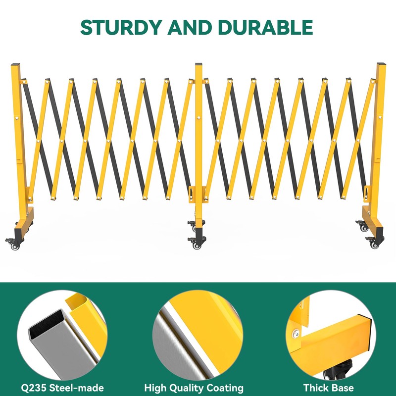 YITAHOME Metal Expandable Barricade Gate Outdoor, 16FT Folding Security Gate,