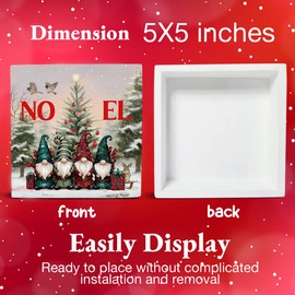 Farmhouse Christmas Decor, Gnome Christmas Decorations, Winter Holiday Wooden Decorative Sign, Christmas Home Decor for Desk Table Shelf 5 x 5 Inches