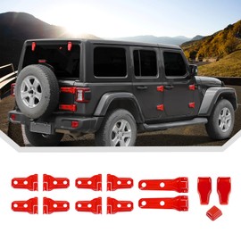 JeCar 13pcs Red Full Set Door Hinge Cover Trim Overlay for 2018-2024 Up Jeep Wrangler JL 4 Door