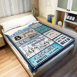 8 Year Old Boy Birthday Gift, Super Soft and Warm Happy Birthday Blanket, Digital Heartwarming Sentences Creative Design Ideal Gifts for 8th, 50"x60"