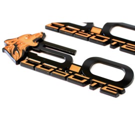 Coyote Badge Shop V4 Howling Coyote Fender Badges - Orange - Ford Mustang GT 5.0 - All Metal