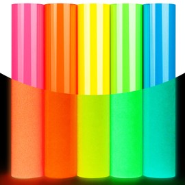 GIRAFVINYL Puff Vinyl Heat Transfer, Glow in The Dark Vinyl Neon HTV Vinyl - 12” X 10” 3D Foaming Iron on Vinyl for T-Shirt, Easy to Weed Puff HTV Vinyl, 5 Sheets