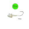8pcs Fish WOW!® 1/2oz Shad Jighead Glow Bullet Jig Heads