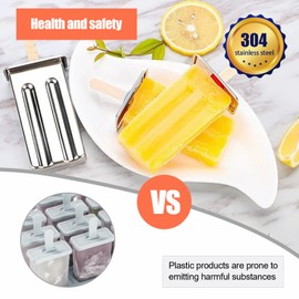 Stainless Steel Popsicle Molds, Set of 12 Ice Cream Maker, Ice Pop Molds With Holder, Metal Reusable Homemade Popsicle Molds with Sticks and Bags (Flat Head)