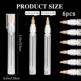 KALIONE Acrylic Paint Markers, 6 Empty Paint Markers, 3 Pcs 3mm and 3 Pcs 6.5mm White Paint Pens Empty Acrylic Marker, Empty Paint Markers for Painting, Rock Painting, Glass, Graffiti Paper Drawing