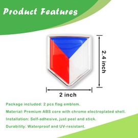 Newperlite Czech Republic Flag Decal Sticker Car Emblem Czechia Flag Car Decoration Accessories Chrome Shield for Truck Vehicles Cars, 2 Pack