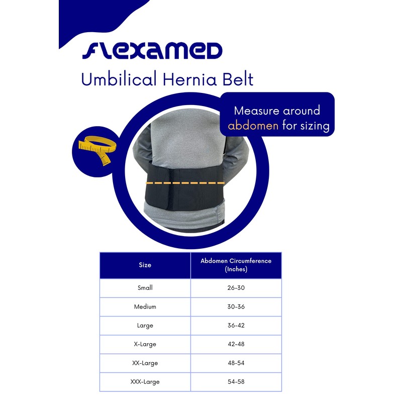 FlexaMed Umbilical Navel Hernia Belt with Compression Pad Black (6