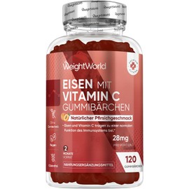 Iron & Vitamin C Gummy Bears - 2 Month Supply - 28mg Iron & 10mg Vit C - 120 Gummies - Iron & Vitamin C Contribute to Normal Energy Metabolism (EFSA) - Alternative to Iron Tablets