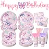 301 PCS Butterfly Plates and Napkins, Birthday Decorations, Party Supplies