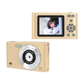 Juinteo Digital Camera, 1080p High Resolution, HD Recording, 2.4"" LCD, 16x Zoom, Built-In Flash, Anti-Shake Shooting, Slow-Motion, Time-Lapse, Metal Material, Wear and Fall Resistant (Gold)