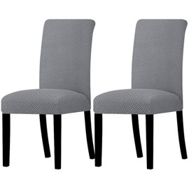 Lellen Dining Chair Covers Set of 2 - Dining Chair Slipcovers Dining Room Chair Covers Dining Chair Protectors Covers Seat Covers for Dining Chairs Hotel Ceremony Banquet（Light Grey）