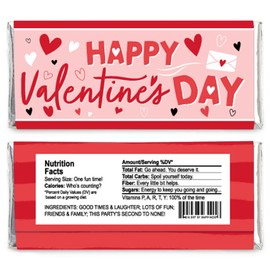 Big Dot of Happiness Happy Valentine’s Day - Candy Bar Wrapper Valentine Hearts Party Favors - Set of 24