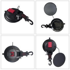 2 PACK Strong Car Suction Cup Anchor with Attaching 360° Rotation Hook Heavy Duty Car Tensioner Tie Down for Car Side Awning Boat Camping Tarp Car Mount Tents Luggage Tarps