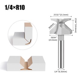 SOCOJE 1/4" Shank R10 Arc Bending Router Bits, Woodworking Router Bits with Integrated Knife, Tungsten Steel, 2 Flutes