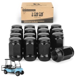 10L0L Golf Cart Chrome Wheel Lug Nuts 1/2"-20 for EZGO TXT RXV & Club Car DS Precedent Black (16 Pack),OEM# 14723-G1, 1010984, 14723-G1