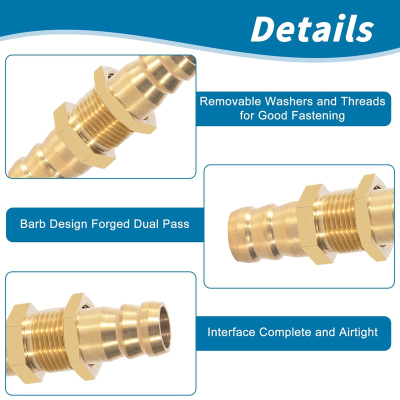 Brass Hose Connection Adapter, Pack of 6 8 mm Hose