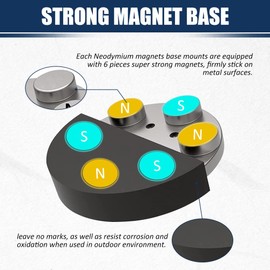 Rubber Coated Magnets, Neodymium Magnet Base Mount with Rubber Coating Anti Scratch D66 Magnetic Base with Female Thread Hole for Led Lights, Camera, Tools, 2Pack …