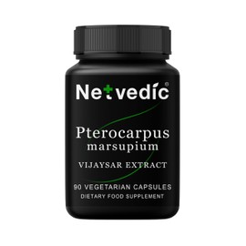 Netvedic Netvedic Pterocarpus Marsupium Extract Capsules | 90 Veg Caps 400mg | Vijaysar | Natural Sugar-Metabolism Support | Indian Kino Tree | Non-GMO & Gluten Free | Ayurvedic Supplement | 45 Days Supply