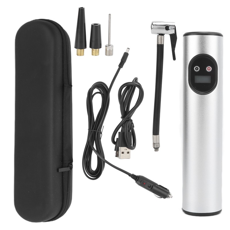 Cordless Air Pump Portable Multifunctional Rechargeable Digital Display Lighting InflatorSilver