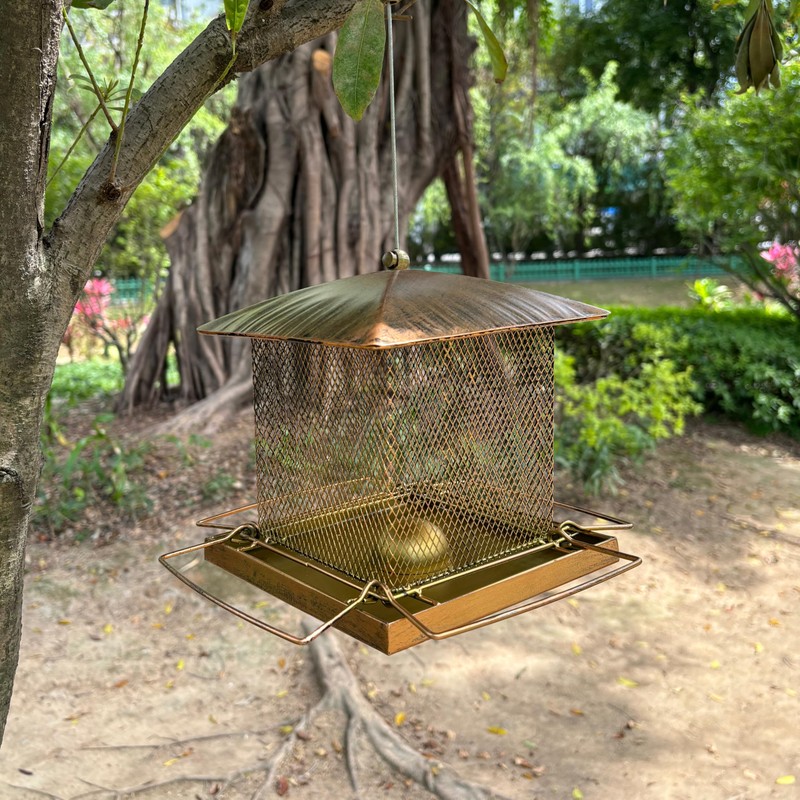Bird Feeder for Outside, Hanging Bird Feeder,Heavy Duty Metal Squirrel