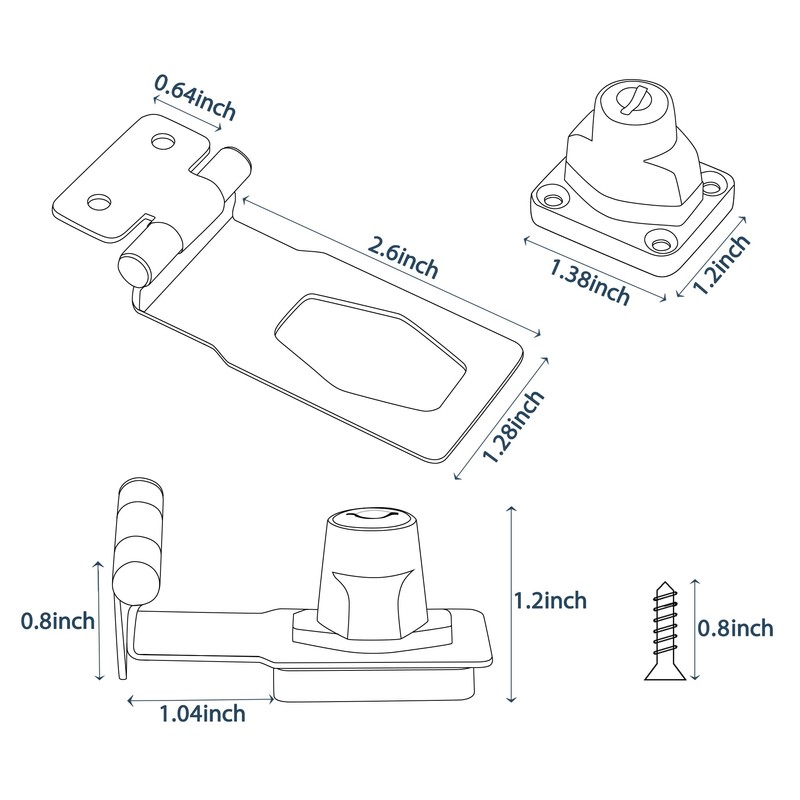 Alise Keyed Hasp Lock Right Angle 90°,3 Inch Safety Packlock