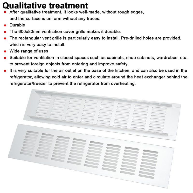 2 Pcs Air Vent Ventilation Grille Aluminium Alloy Rectangular Vent