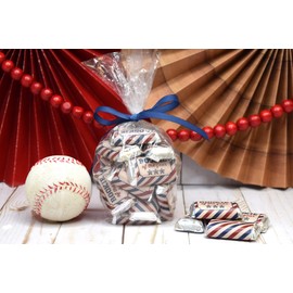 Rookie of The Year Baseball Birthday Party Miniature Chocolate Candy Bar Sticker Wrappers for Kids, 45 Wrap Around Labels Sized 1.4" x 2.6" by AmandaCreation, Great for Party Favors & Goodie Bags