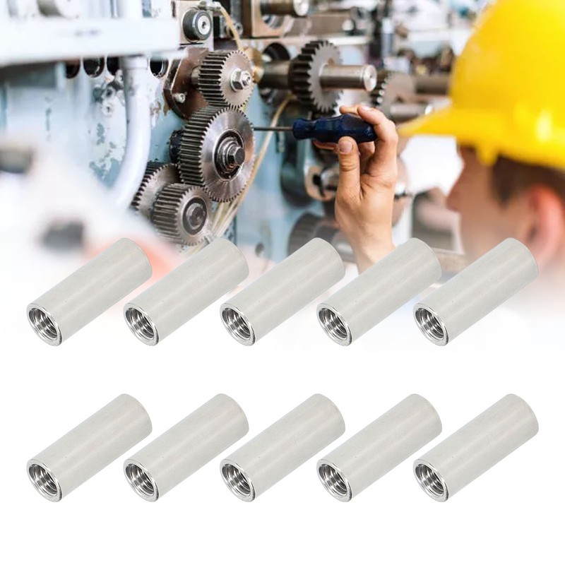 10 Pcs Round Coupling Nut M10x1.5 L35mm Stainless Steel Round