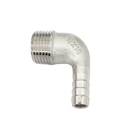 LOZOME 3/8"(10mm) Hose Barb x 1/2" Male NPT 304 Stainless Steel 90 Degree Elbow Adapter- Home Brew Pipe Fitting