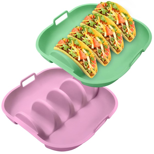 Silicone Taco Holder Set of 2-10 Inch Flexible Dividers Plates