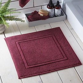 Drift Home - Claret Red Bath Mat (50 x 50cm) - Soft & Absorbent - 550GSM Premium Bathroom Mat - Sustainable Cotton (BCI) - Recycled Bottles - Machine Washable - Bath Rug Red Claret - Red Bath Rug