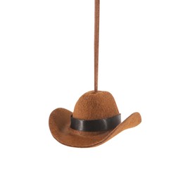ZIMISI Western Cowboy Hat Car Hanging Ornament, Mini Cowgirl Hat Car Rear View Mirror Charm, Cute Handmade Hats Pendent, Vehicle Interior Country Decoration Accessories for Women Girls (Brown)