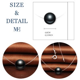 MicLee Women's 925 Sterling Silver Necklace Pearl Pendant Transparent Fishing Line Nylon Chain with Gift Bag Super Gift for Couples Mother Daughter, Silver, Pearl