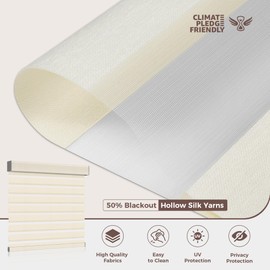 Allesin Zen Cordless Zebra Blinds for Windows, Dual Layer Light Filtering UV and Privacy for Day and Night, Easy to Install, Safe for Child and Pets, Perfect for Home, Office, Beige, 33" W x 46" H