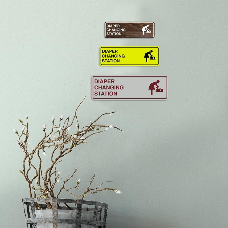 Signs ByLITA Standard Diapers Changing Station Sign (Brushed Silver) -