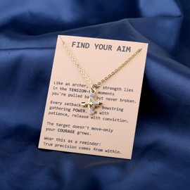 SEIRAA Archery Necklace Bow And Arrow Gifts Archer Jewelry Archery Coach Gifts Archery Team Necklace (FIND YOUR AIM nl)